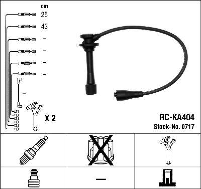 NGK 0717 Zündleitungssatz RC-KA404 |Zündkabel