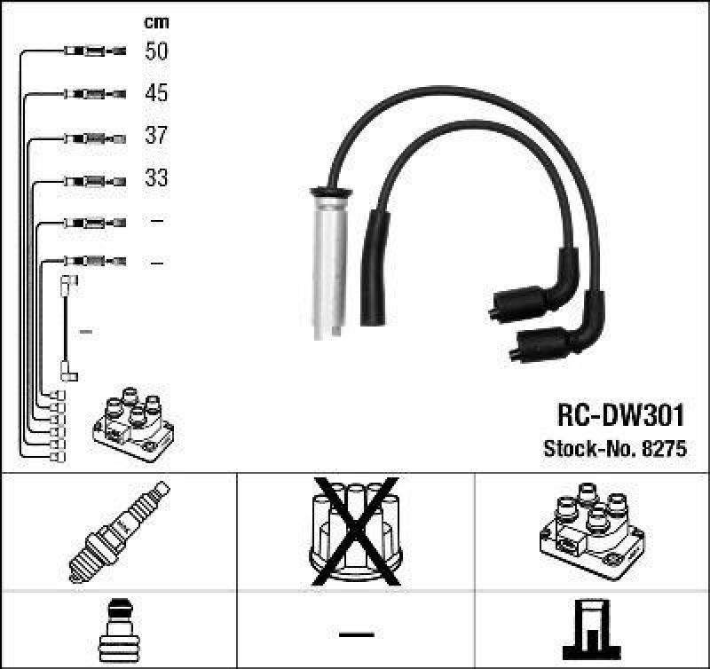 NGK 8275 Zündleitungssatz RC-DW301 |Zündkabel