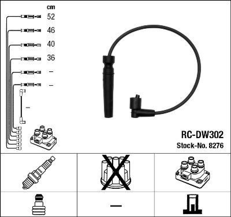 NGK 8276 Zündleitungssatz RC-DW302 |Zündkabel