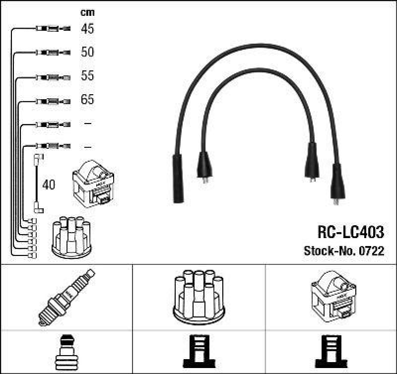 NGK 0722 Zündleitungssatz RC-LC403 |Zündkabel