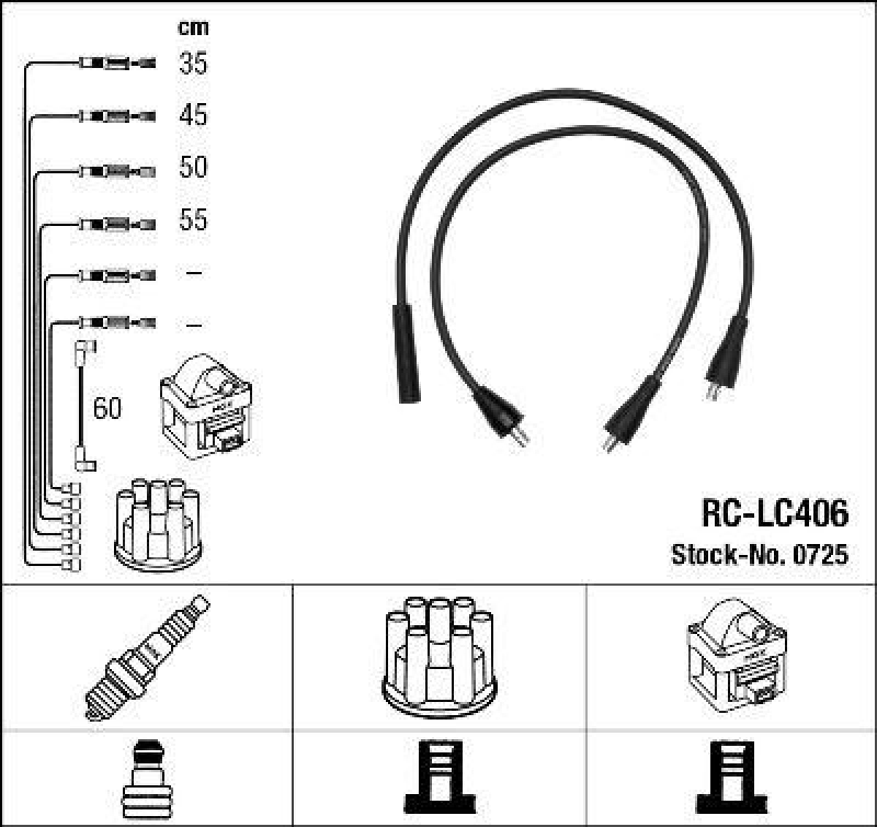 NGK 0725 Zündleitungssatz RC-LC406 |Zündkabel