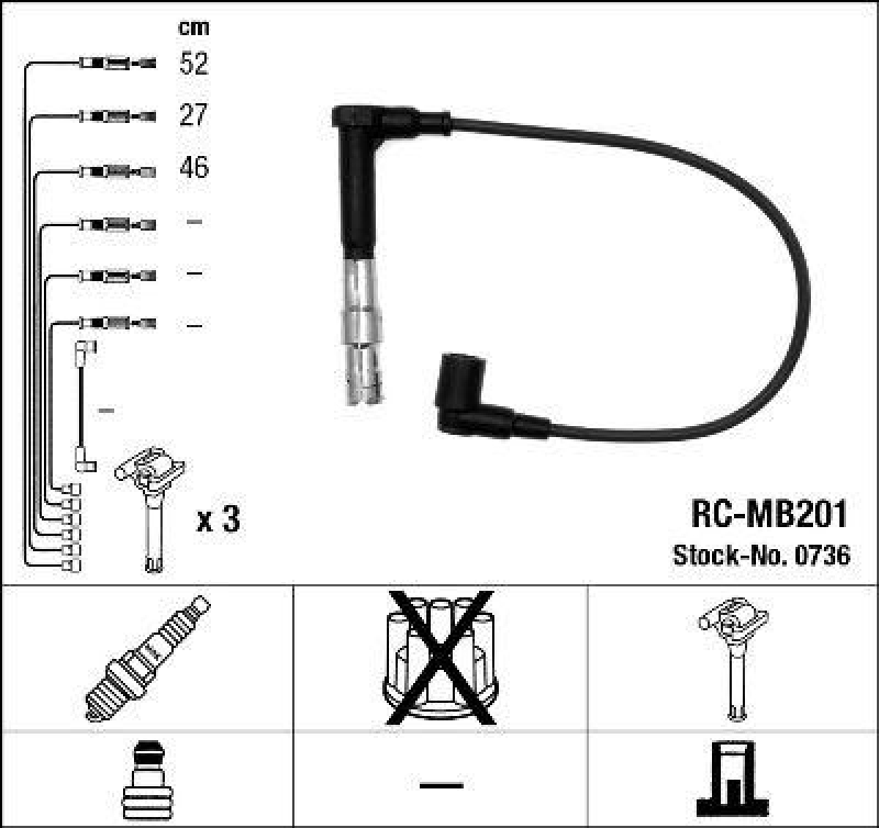 NGK 0736 Zündleitungssatz RC-MB201 |Zündkabel