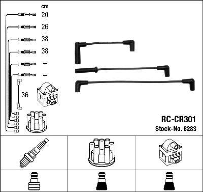 NGK 8283 Zündleitungssatz RC-CR301 |Zündkabel