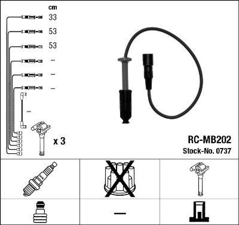 NGK 0737 Zündleitungssatz RC-MB202 |Zündkabel