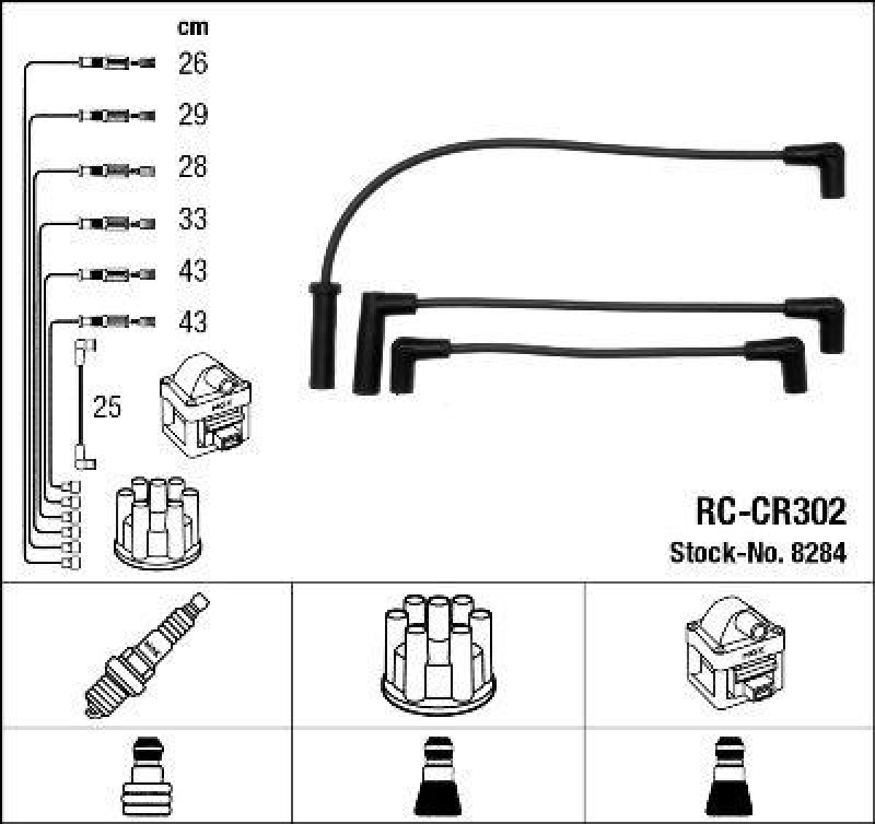 NGK 8284 Zündleitungssatz RC-CR302 |Zündkabel