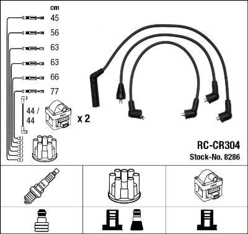 NGK 8286 Zündleitungssatz RC-CR304 |Zündkabel