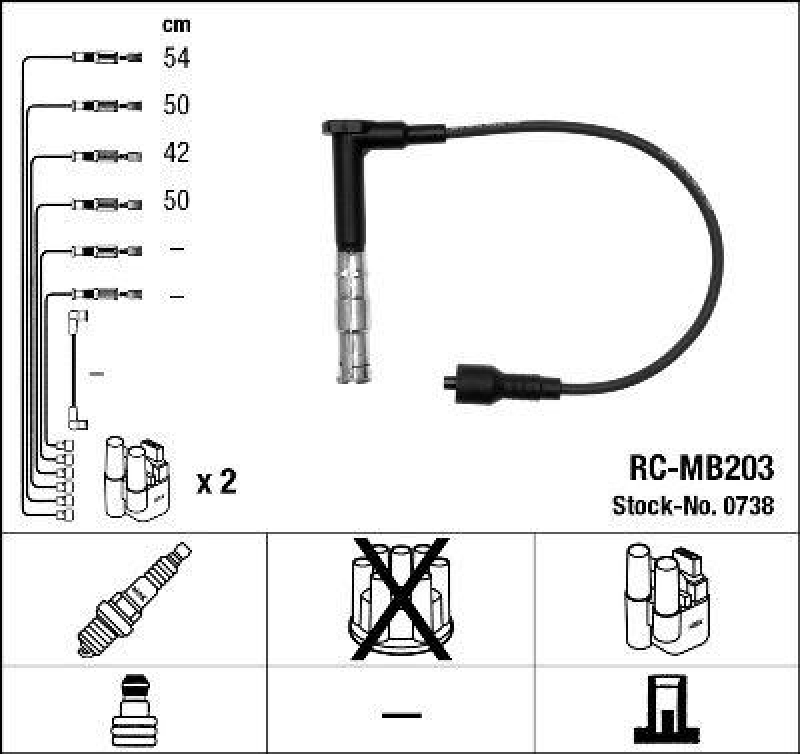 NGK 0738 Zündleitungssatz RC-MB203 |Zündkabel