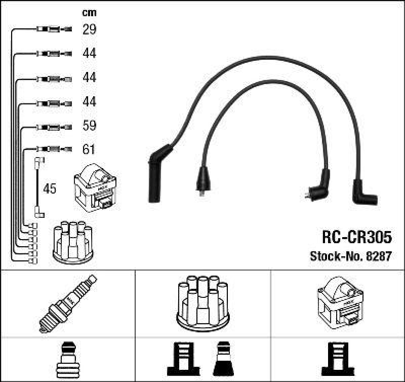 NGK 8287 Zündleitungssatz RC-CR305 |Zündkabel