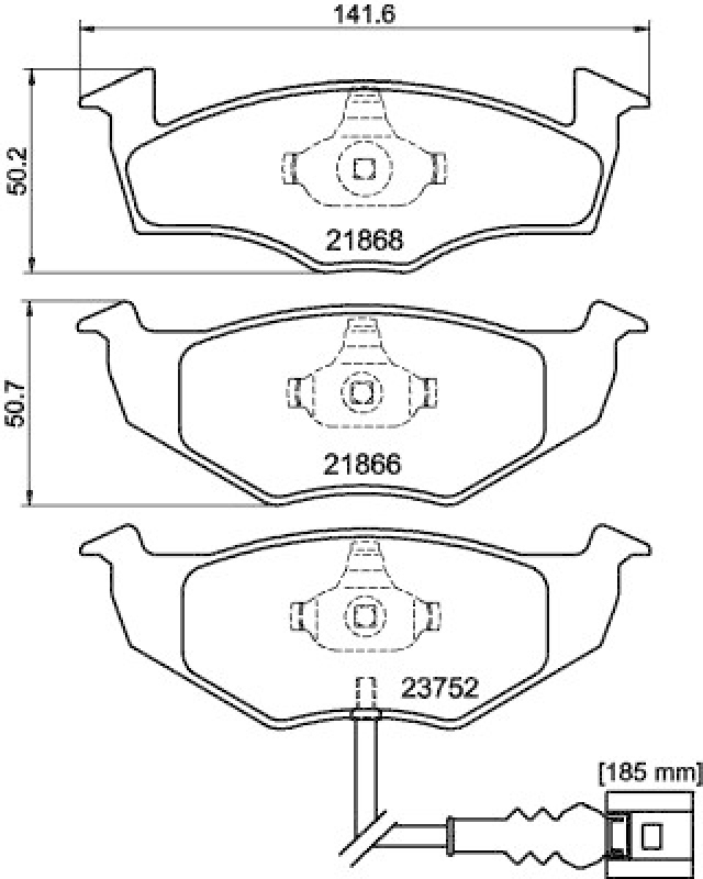 HELLA 8DB 355 009-801 Bremsbelagsatz Scheibenbremse