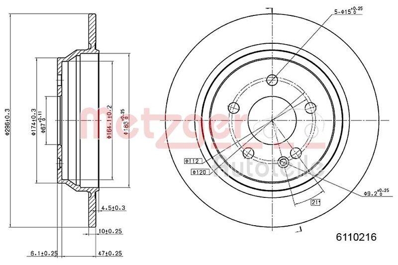 METZGER 6110126 Bremsscheibe Lack/Ks für MB HA