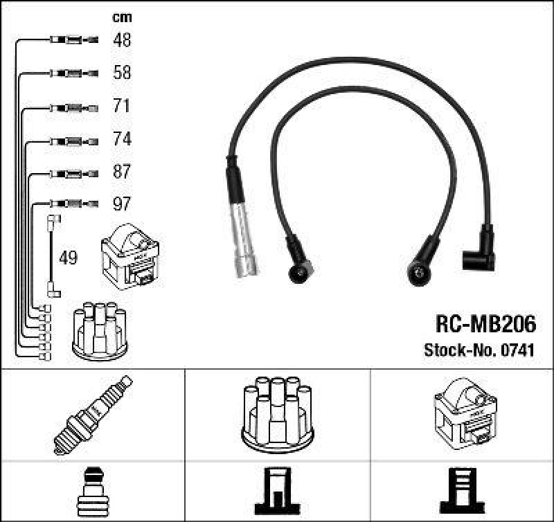 NGK 0741 Zündleitungssatz RC-MB206 |Zündkabel