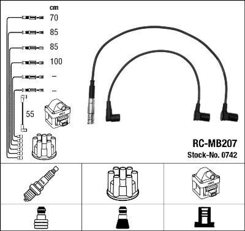 NGK 0742 Zündleitungssatz RC-MB207 |Zündkabel