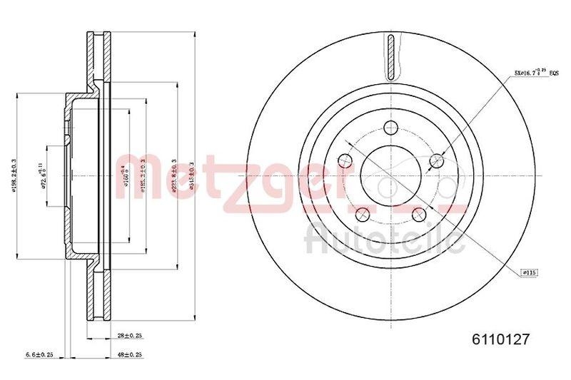 METZGER 6110127 Bremsscheibe Lack/Ks für CHRYSLER VA