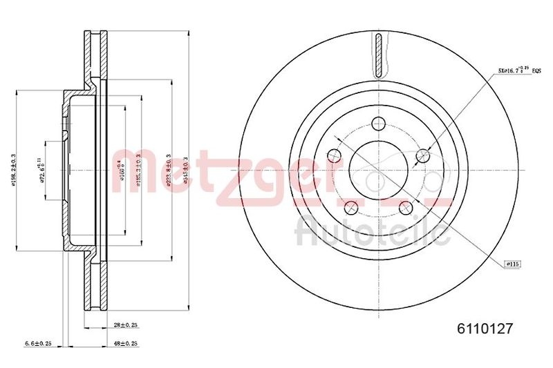 METZGER 6110127 Bremsscheibe Lack/Ks für CHRYSLER VA