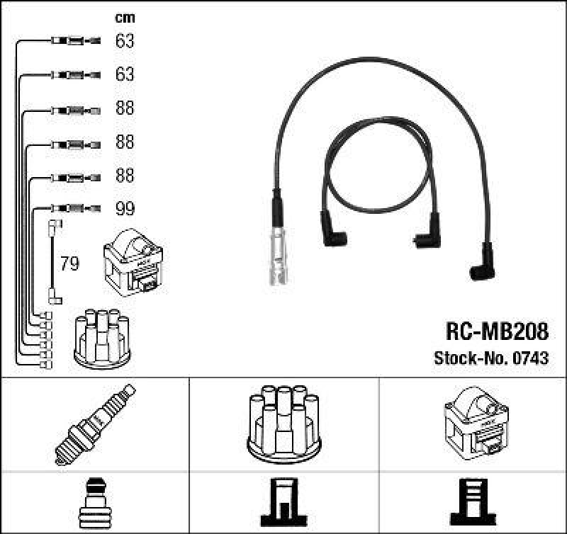 NGK 0743 Zündleitungssatz RC-MB208 |Zündkabel