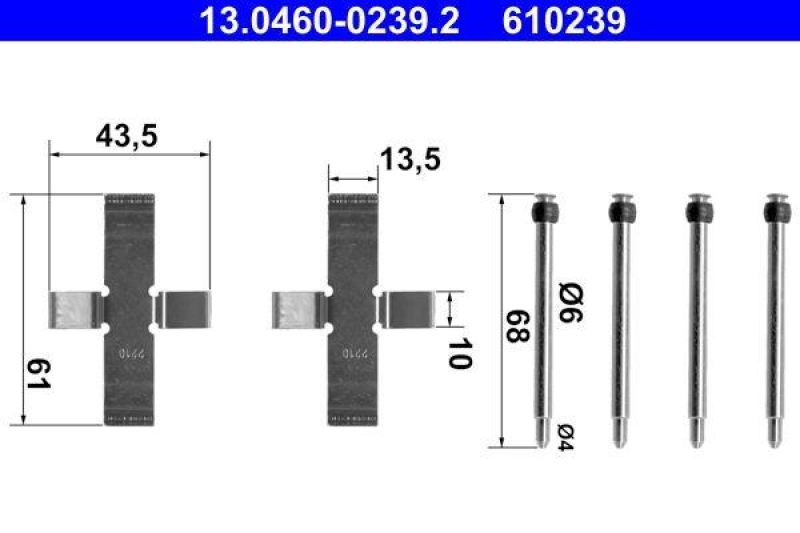 ATE 13.0460-0239.2 Belagsatz Zubehör