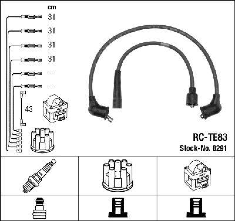 NGK 8291 Zündleitungssatz RC-TE83 |Zündkabel