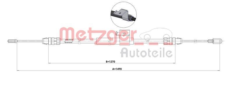 METZGER 1.FO001 Seilzug, Feststellbremse für FORD hinten rechts