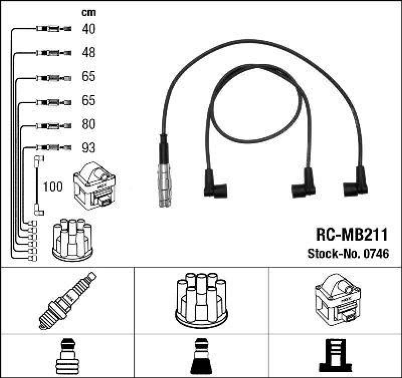 NGK 0746 Zündleitungssatz RC-MB211 |Zündkabel