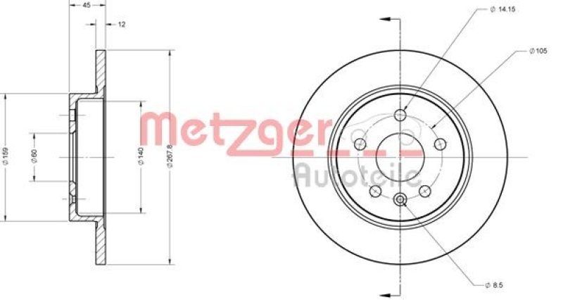 METZGER 6110130 Bremsscheibe Lack/Ks für CHEVROLET/OPEL HA