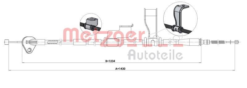 METZGER 1.HY003 Seilzug, Feststellbremse f&uuml;r HYUNDAI hinten links