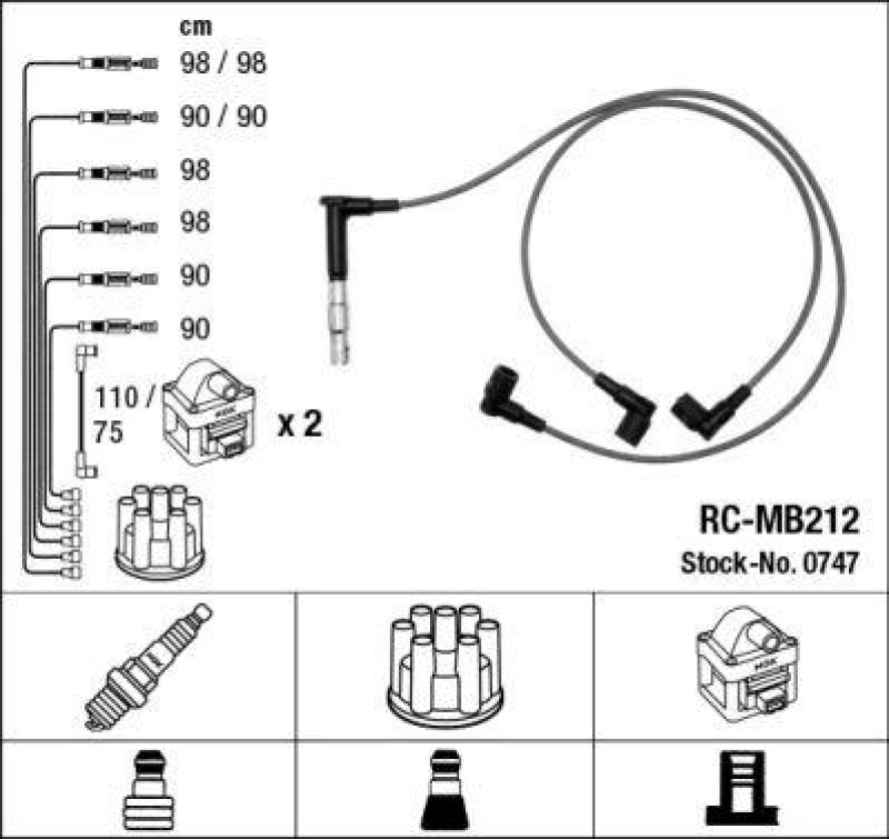 NGK 0747 Zündleitungssatz RC-MB212 |Zündkabel