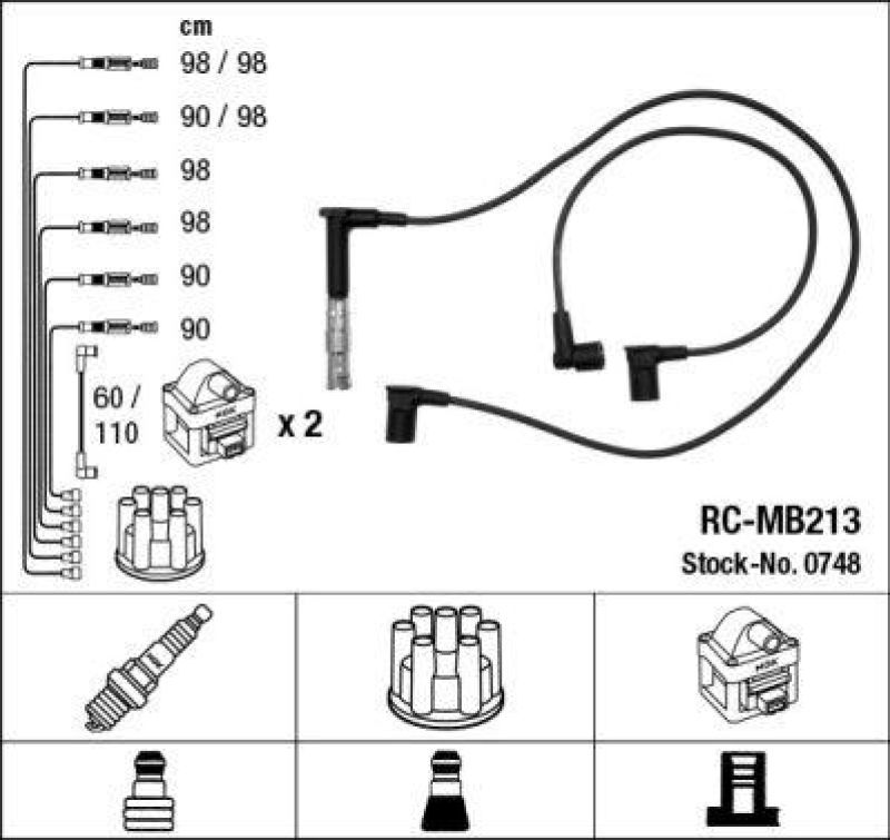 NGK 0748 Zündleitungssatz RC-MB213 |Zündkabel