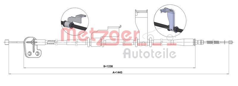 METZGER 1.HY004 Seilzug, Feststellbremse für HYUNDAI hinten rechts