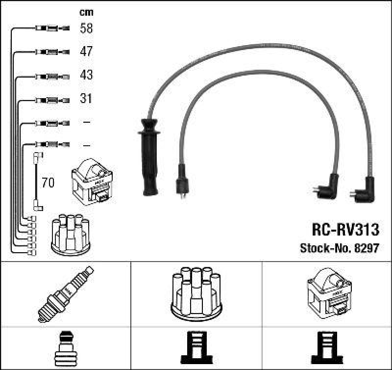 NGK 8297 Zündleitungssatz RC-RV313 |Zündkabel