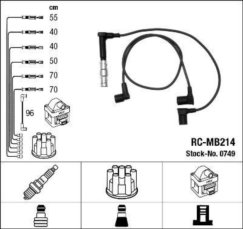 NGK 0749 Zündleitungssatz RC-MB214 |Zündkabel