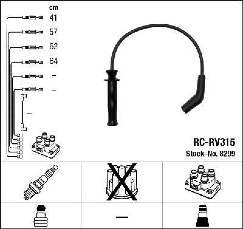 NGK 8299 Zündleitungssatz RC-RV315 |Zündkabel