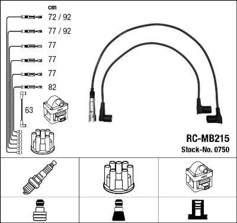 NGK 0750 Zündleitungssatz RC-MB215 |Zündkabel