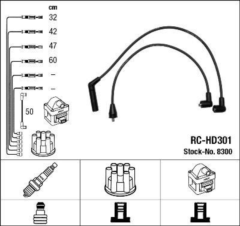 NGK 8300 Zündleitungssatz RC-HD301 |Zündkabel