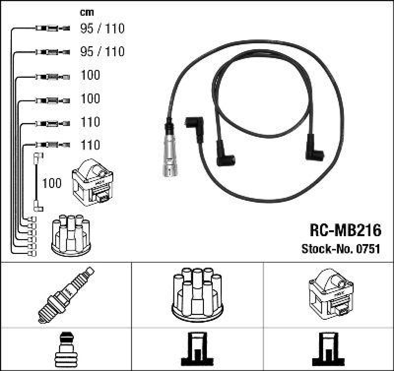 NGK 0751 Zündleitungssatz RC-MB216 |Zündkabel