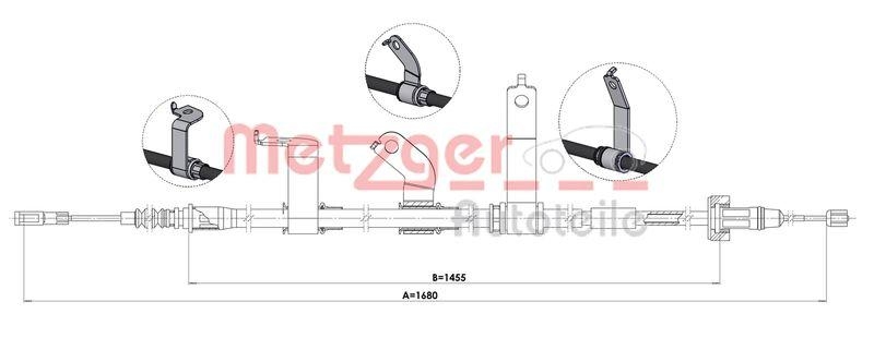 METZGER 1.KI016 Seilzug, Feststellbremse für HYUNDAI/KIA hinten links