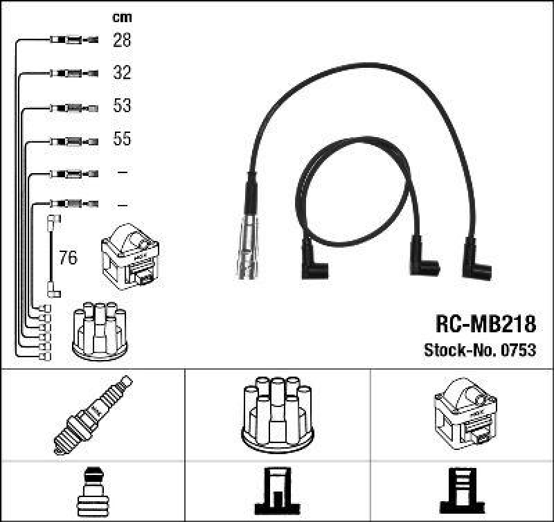 NGK 0753 Zündleitungssatz RC-MB218 |Zündkabel