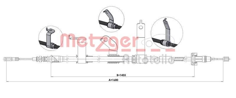 METZGER 1.KI016 Seilzug, Feststellbremse für HYUNDAI/KIA hinten links