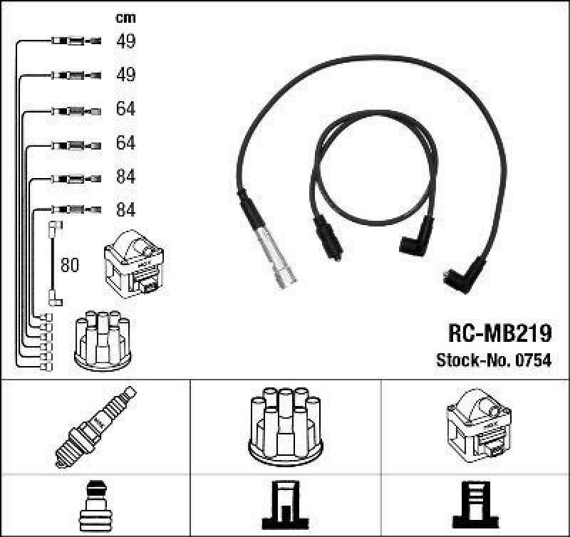 NGK 0754 Z&uuml;ndleitungssatz RC-MB219 |Z&uuml;ndkabel