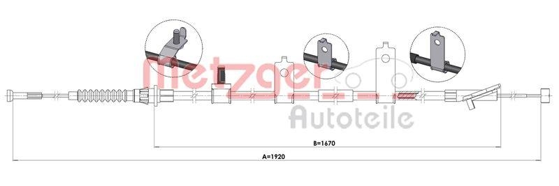 METZGER 1.MA004 Seilzug, Feststellbremse für MAZDA hinten links