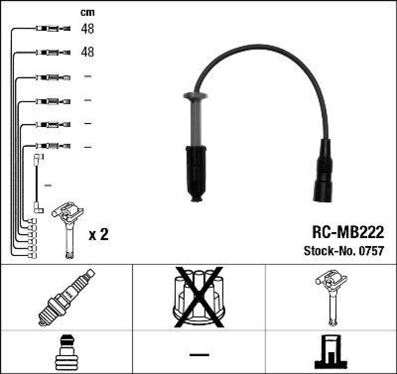 NGK 0757 Zündleitungssatz RC-MB222 |Zündkabel