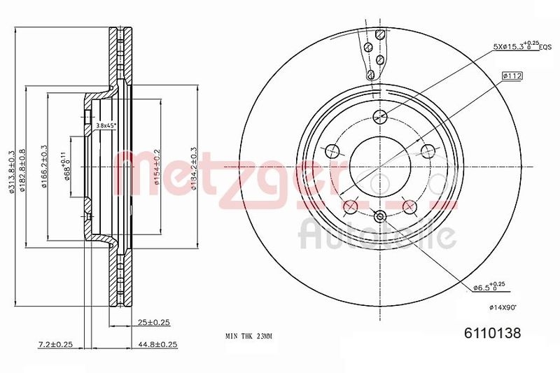 METZGER 6110138 Bremsscheibe Lack/Ks für AUDI VA