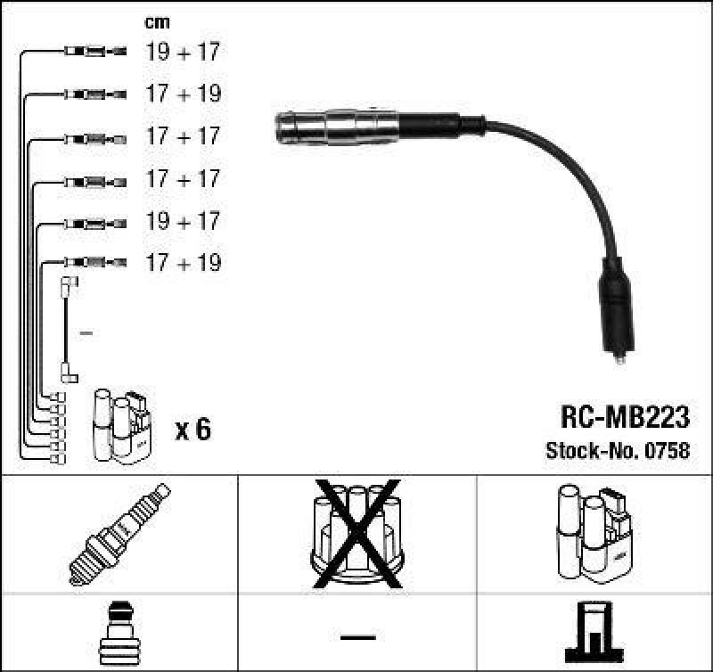 NGK 0758 Zündleitungssatz RC-MB223 |Zündkabel