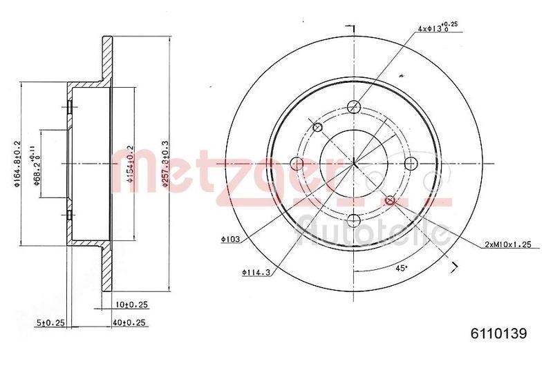 METZGER 6110139 Bremsscheibe Lack/Ks für NISSAN HA