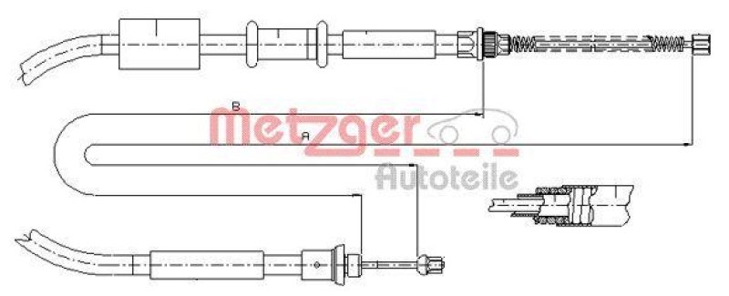 METZGER 1281P1 Seilzug, Feststellbremse für FIAT hinten rechts