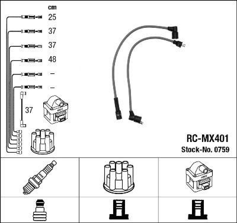 NGK 0759 Zündleitungssatz RC-MX401 |Zündkabel