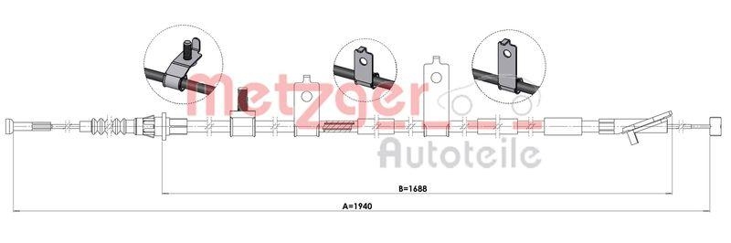 METZGER 1.MA007 Seilzug, Feststellbremse für MAZDA hinten links