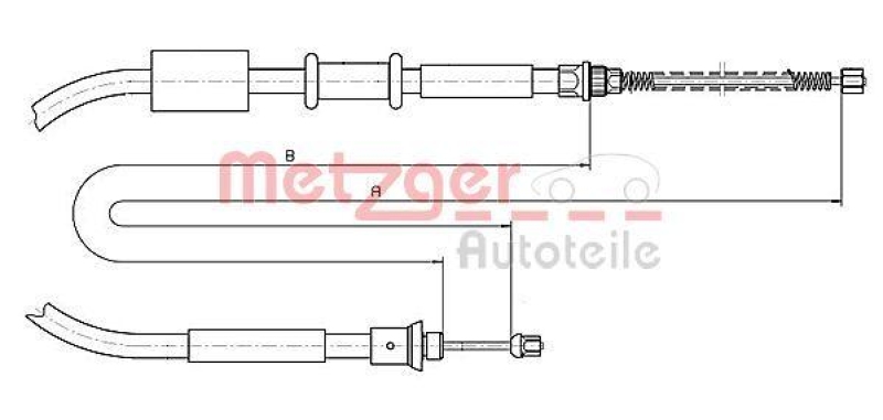 METZGER 1281P2 Seilzug, Feststellbremse für FIAT hinten links