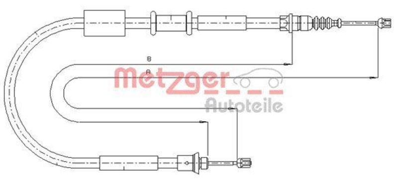 METZGER 1281P4 Seilzug, Feststellbremse für FIAT hinten links/rechts