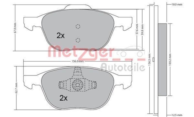 METZGER 1170008 Bremsbelagsatz, Scheibenbremse WVA 23 723