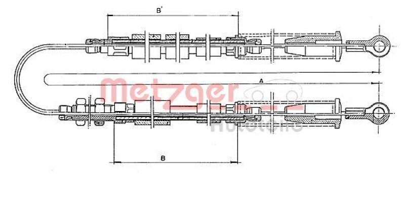 METZGER 1401.3 Seilzug, Feststellbremse für FIAT hinten